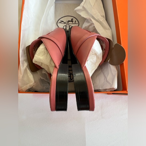 Hermes OZ Mules Loafers with Kelly Buckles 37 Pink Blush - Picture 7 of 9